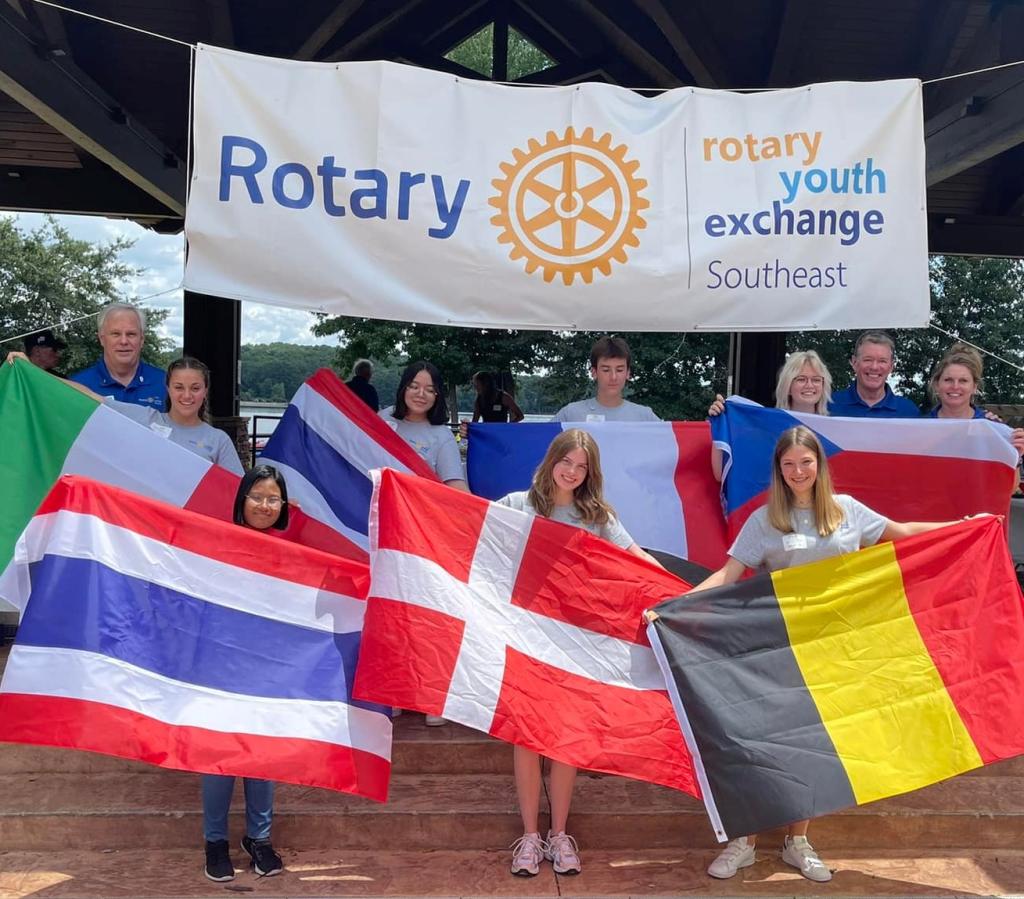 District Governor George Granade joins welcome for this year's Rotary Youth Exchange students