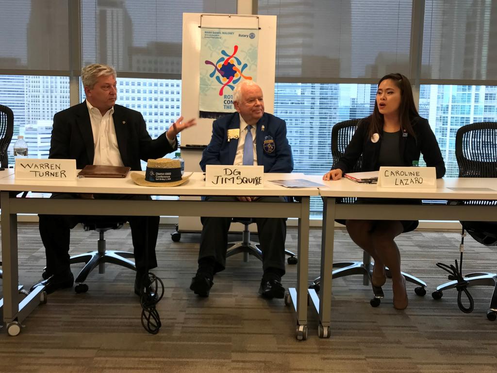 DG Jim with Atlanta Metro President Warren Turner and Rotaract Club of Atlanta President Caroline Lazaro